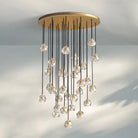Bouble De Crystal Round Cluster Chandelier-Round: 40'' 30 Light-Clear-Lacquered Burnished Brass-Blushlighting