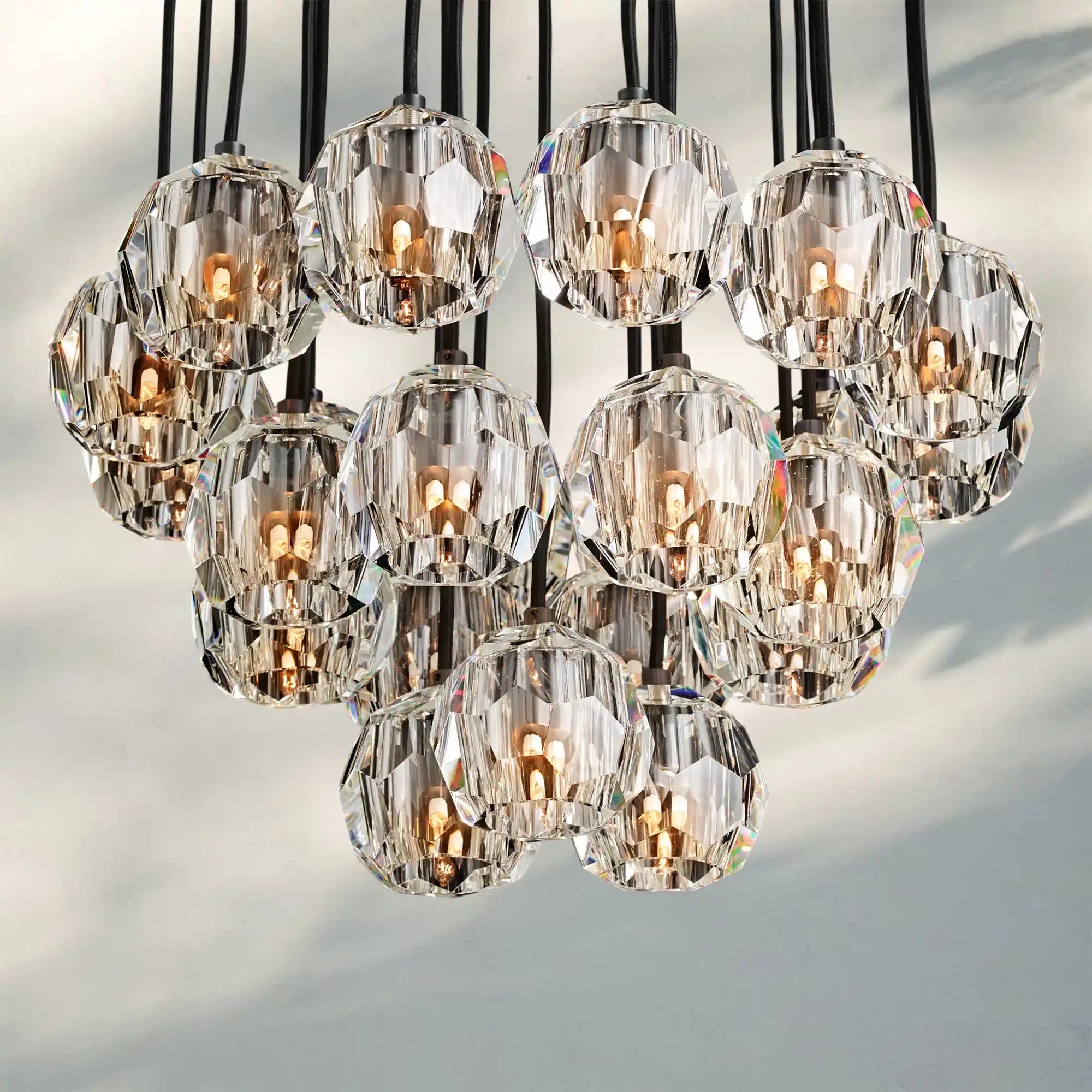 Bouble De Crystal Round Cluster Chandelier-Blushlighting