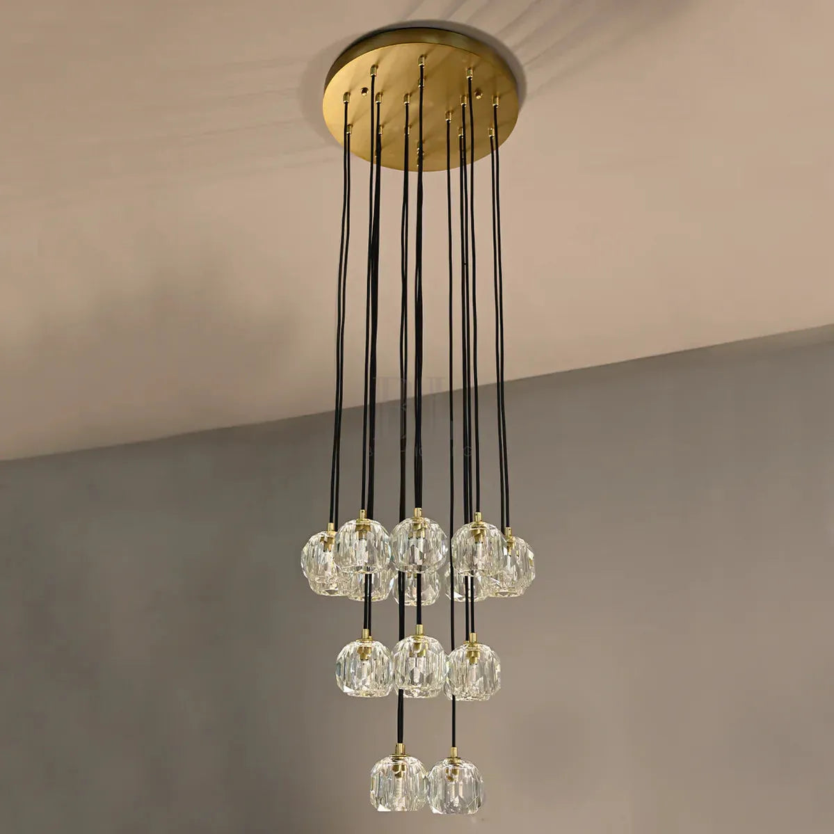 Bouble De Crystal Round Cluster Chandelier-Blushlighting