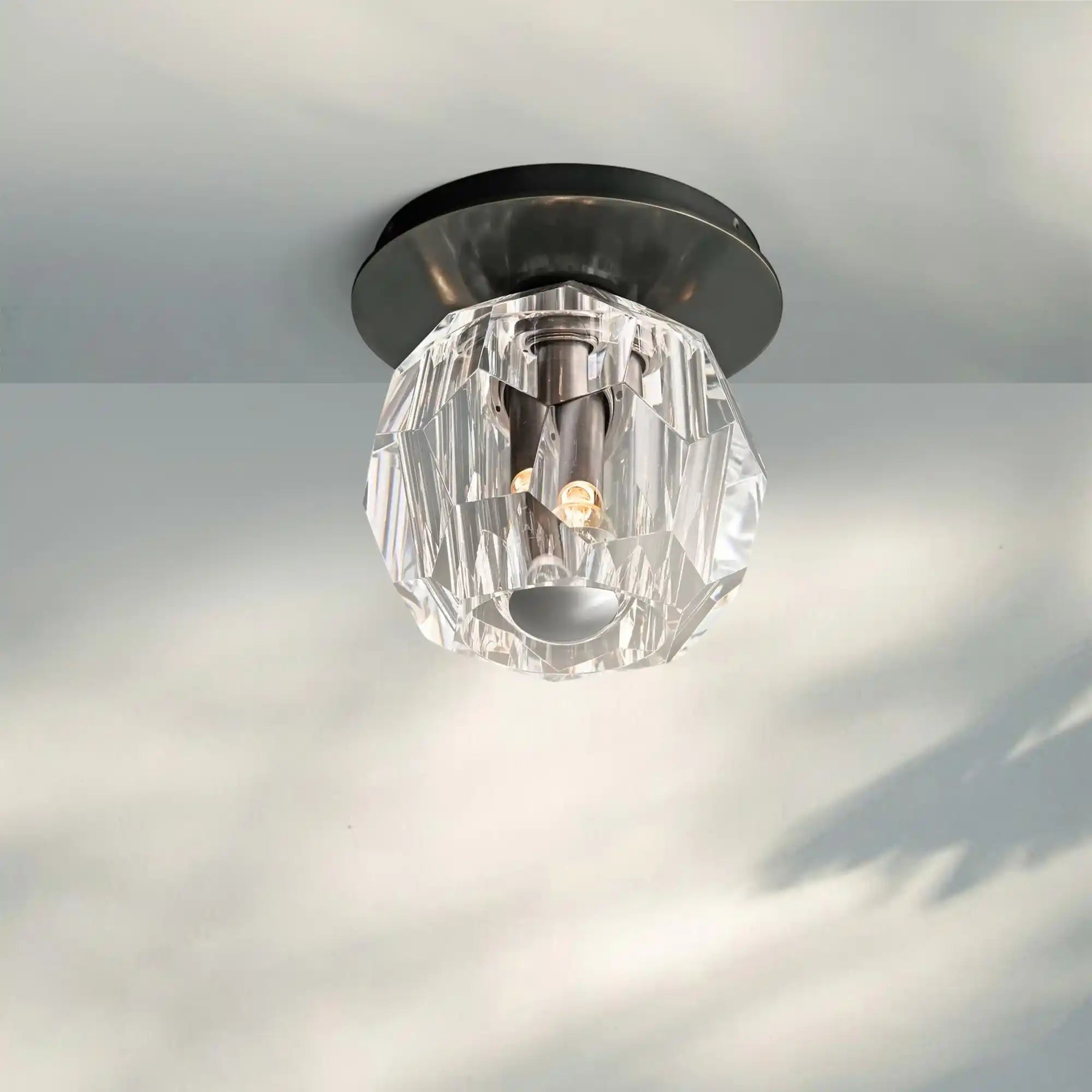 Bouble De Crystal Single Flushmount-Bronze-Clear-Blushlighting