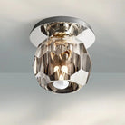 Bouble De Crystal Single Flushmount-Polished Nickel-Smoke-Blushlighting