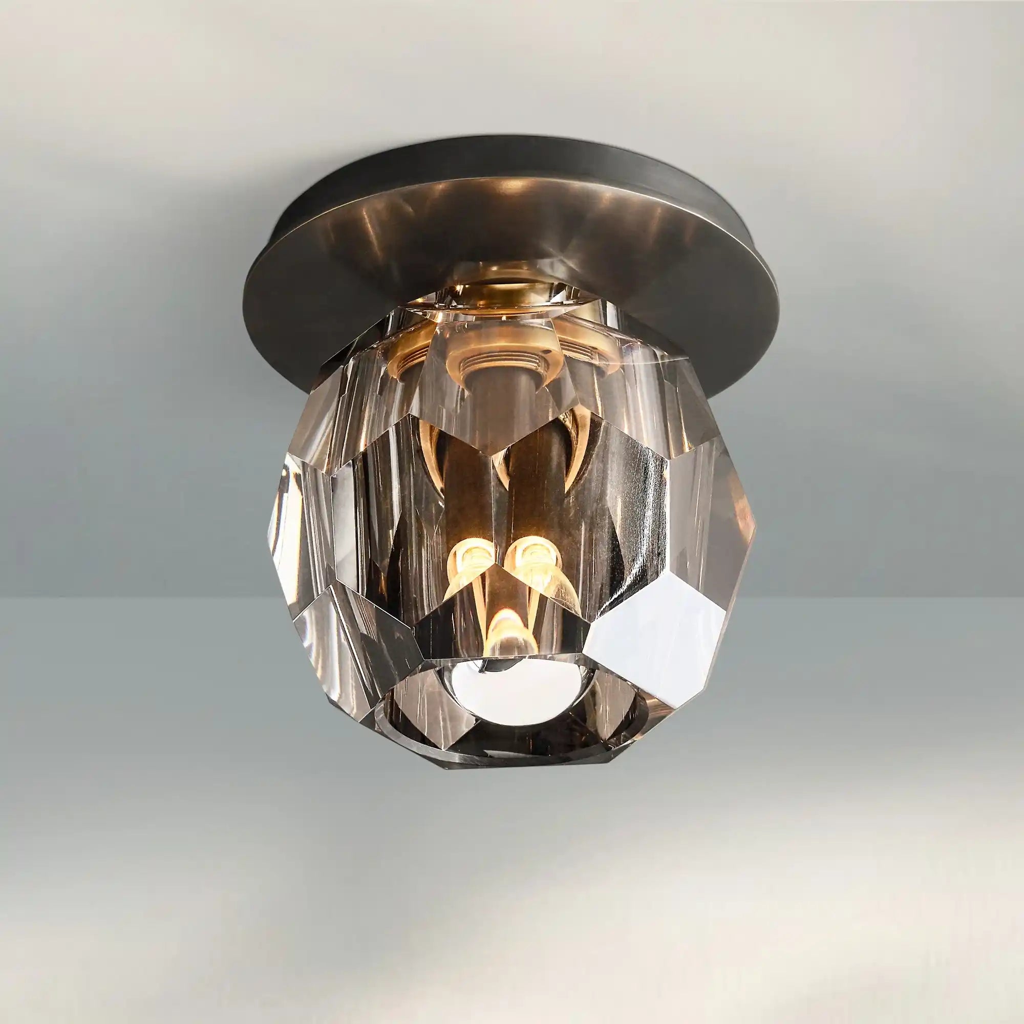 Bouble De Crystal Single Flushmount-Bronze-Smoke-Blushlighting
