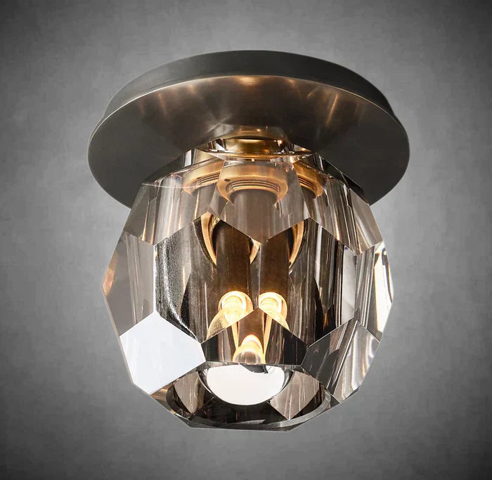 Bouble De Crystal Single Flushmount-Bronze-Smoke-