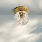 Bouble De Crystal Single Flushmount-Lacquered Burnished Brass-Clear-Blushlighting
