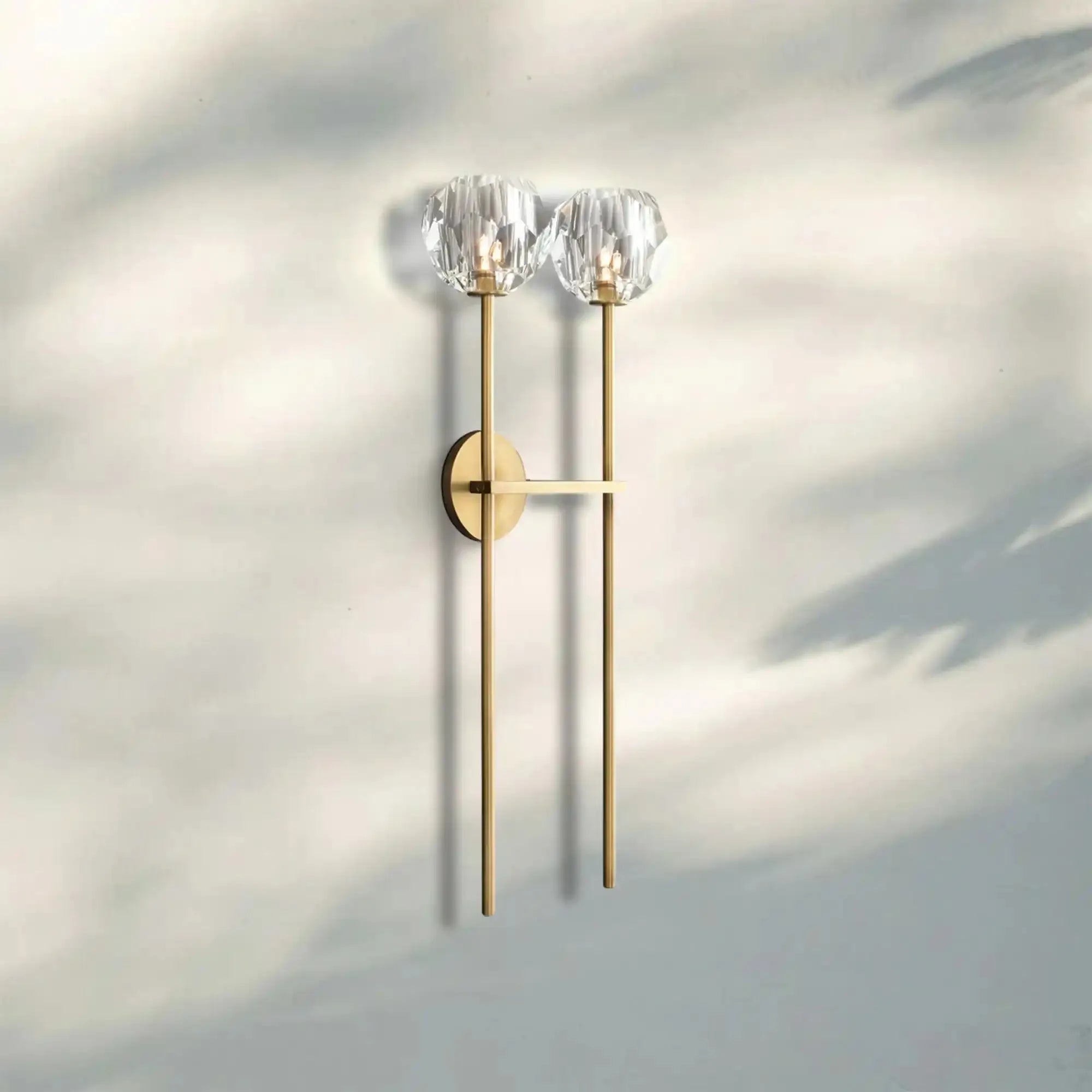 Bouble de Crystal Wall Sconce-Double Grand Wall Sconce-Lacquered Burnished Brass-Clear-Blushlighting