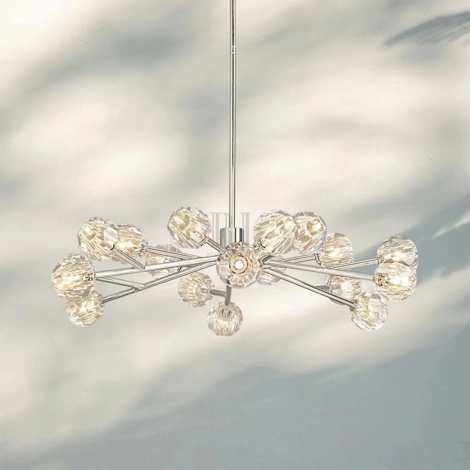 Bouble De Crystal Round Chandelier-Round 36'': 18-Light-Nickel-Clear-Blushlighting