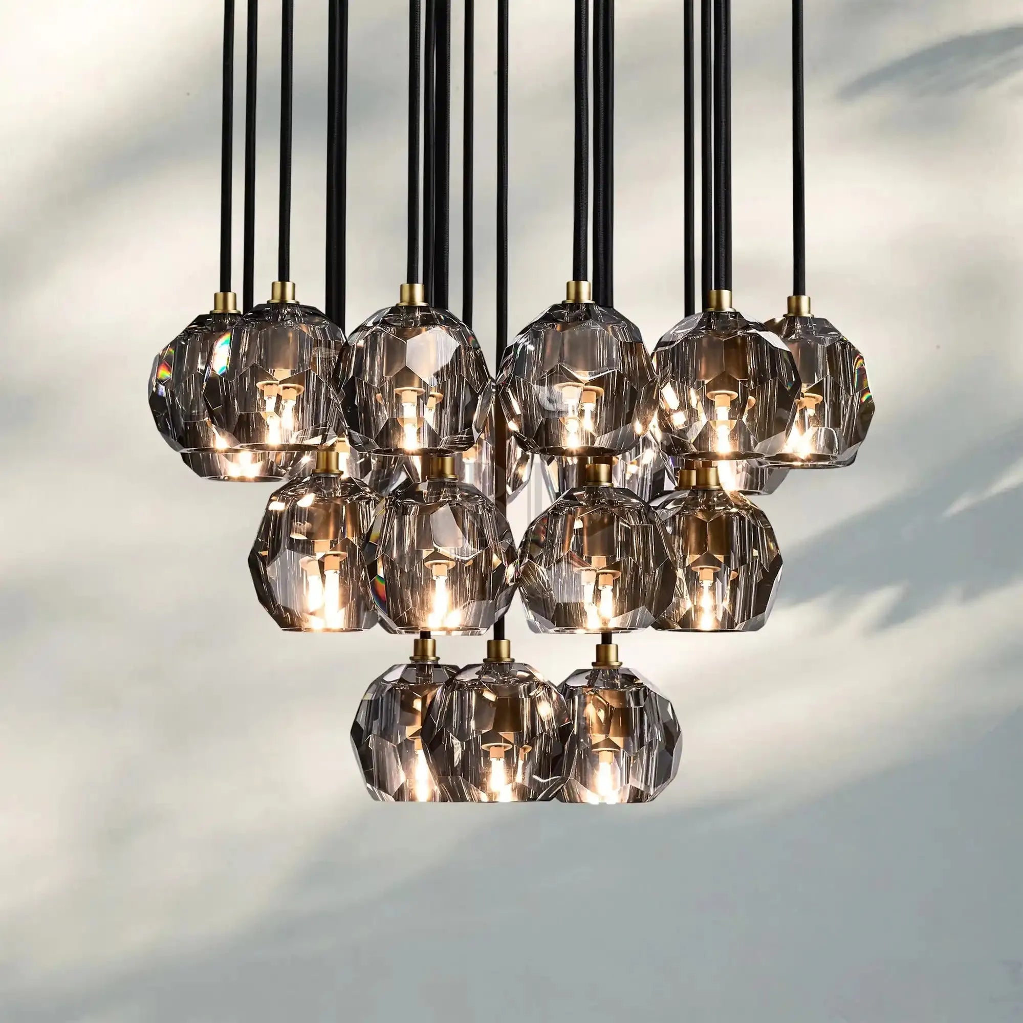 Bouble De Crystal Round Cluster Chandelier-Blushlighting