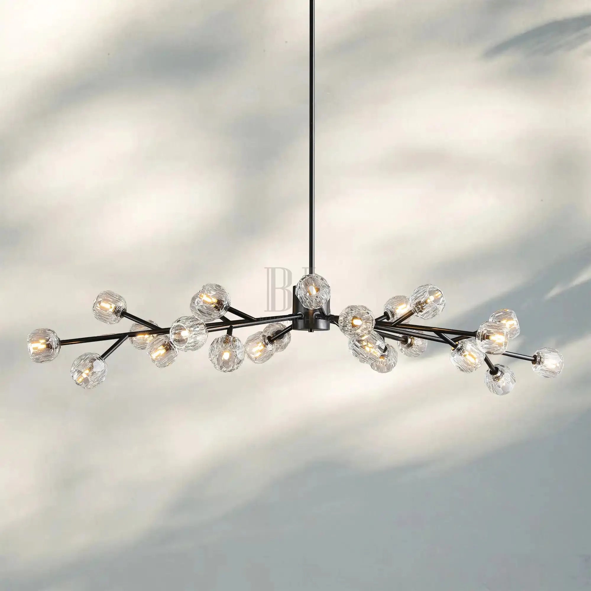 Bouble De Crystal Round Chandelier-Round 60": 18-Light-Bronze-Clear-Blushlighting