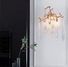 Branch Crystal Drops Chandelier in French Style with Copper Gold Finish for Dining and Living Room Ceiling-Chandeliers-Blushlighting