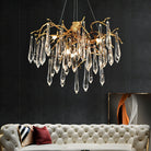 Branch Crystal Drops Chandelier in French Style with Copper Gold Finish for Dining and Living Room Ceiling-Chandeliers-Blushlighting