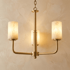 Brass 3-Arm Cylinder Alabaster Pendant Light - Blushlighting