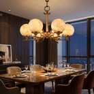 Brass 6-Arm Chandelier Alabaster - Blushlighting