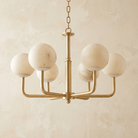 Brass 6-Arm Orb Alabaster Pendant Light - Blushlighting