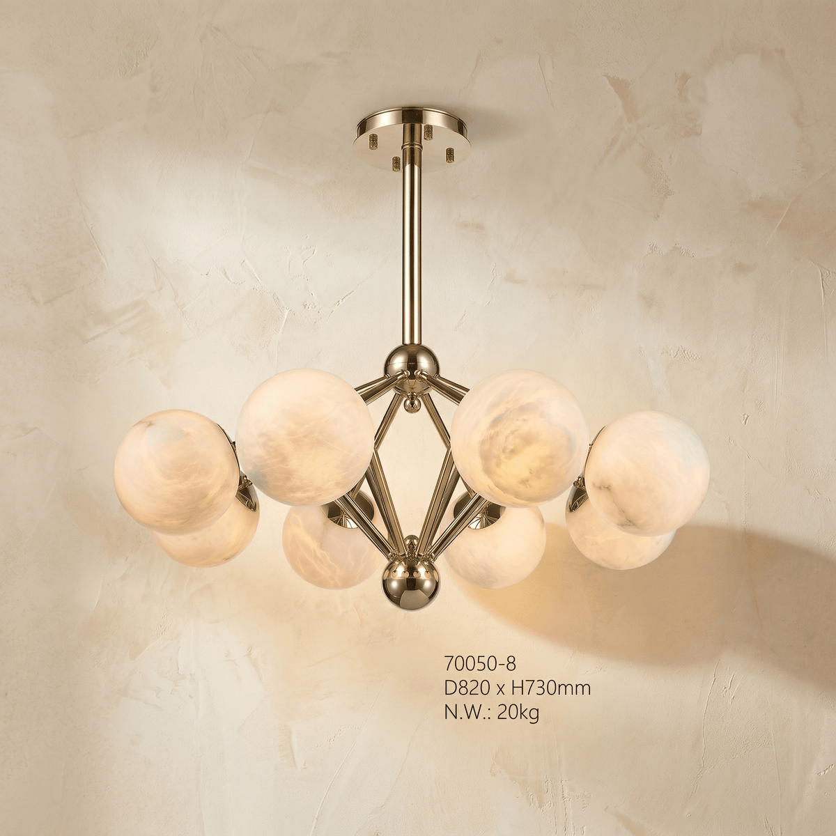 Brass 8-orb Alabaster Pendant Light - Blushlighting