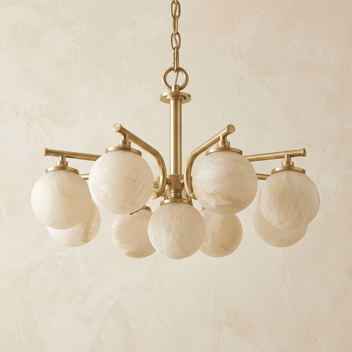 Brass 9-orb (extra) Alabaster Pendant Light - Blushlighting