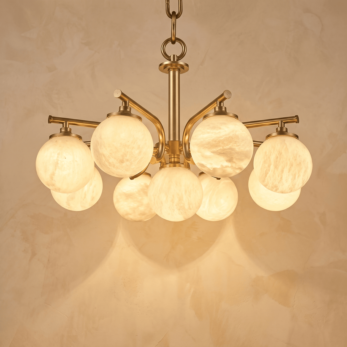 Brass 9-orb (extra) Alabaster Pendant Light - Blushlighting