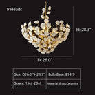 Brass and Ceramic Flower Art Chandelier Post Modern Light Luxury Style for Living and Dining Areas - Blushlighting