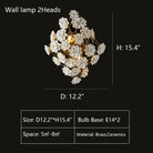 Brass and Ceramic Flower Art Chandelier Post Modern Light Luxury Style for Living and Dining Areas-Wall Lamp: D12.2"*H15.4"-Warm Light-