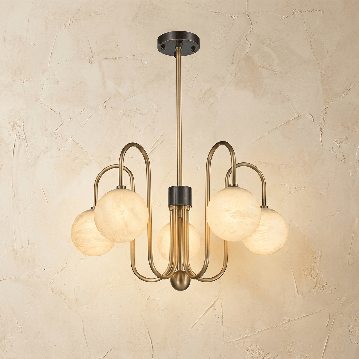 Brass Arc Alabaster Pendant Light - Blushlighting