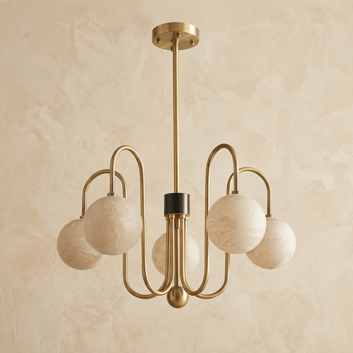 Brass Arc Alabaster Pendant Light - Blushlighting