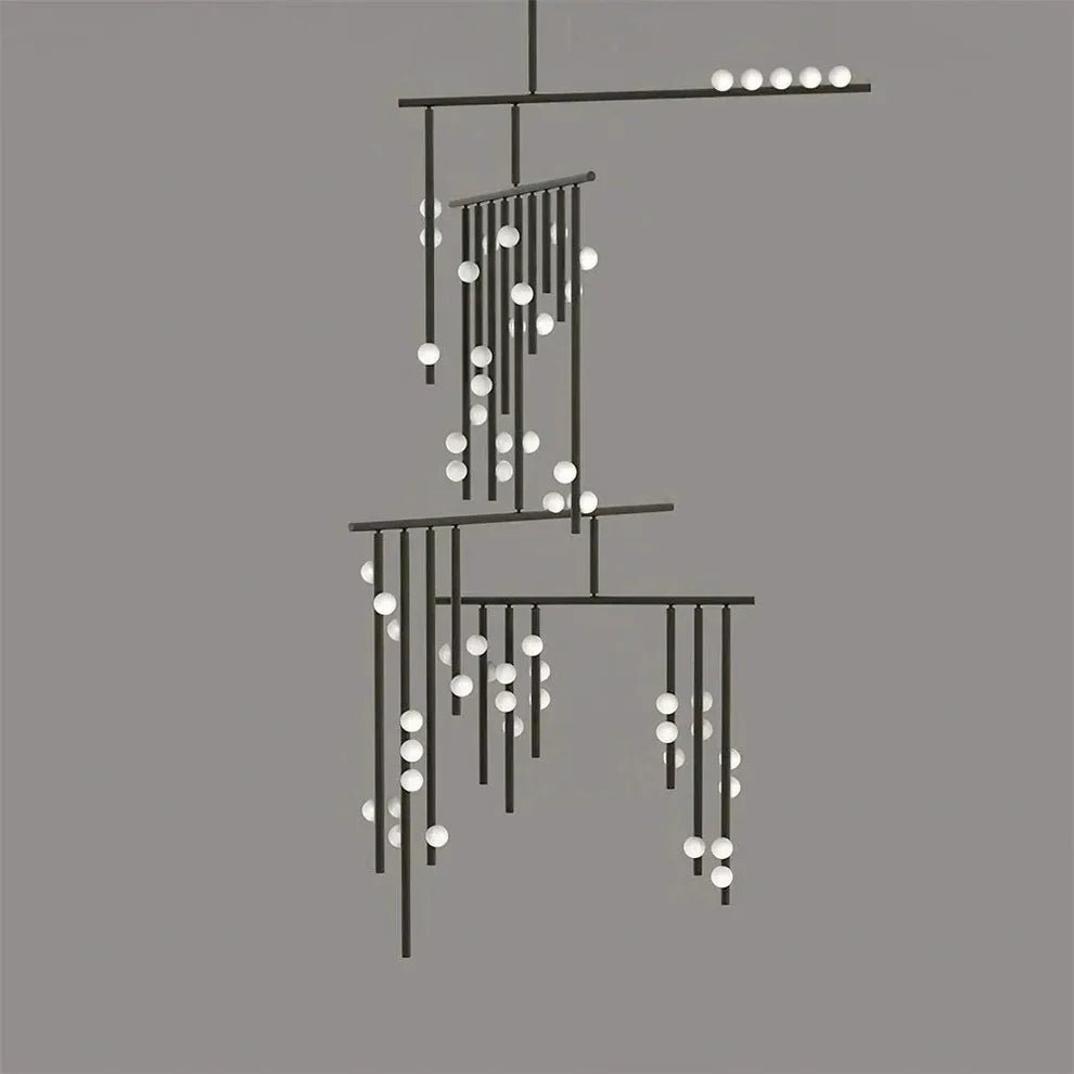 Brass Drop System Chandelier - 59 heads L 120cm x W 110cm x H 340cm / L 47.2" x W 43.3" x H 133.9"BlackBlushlighting