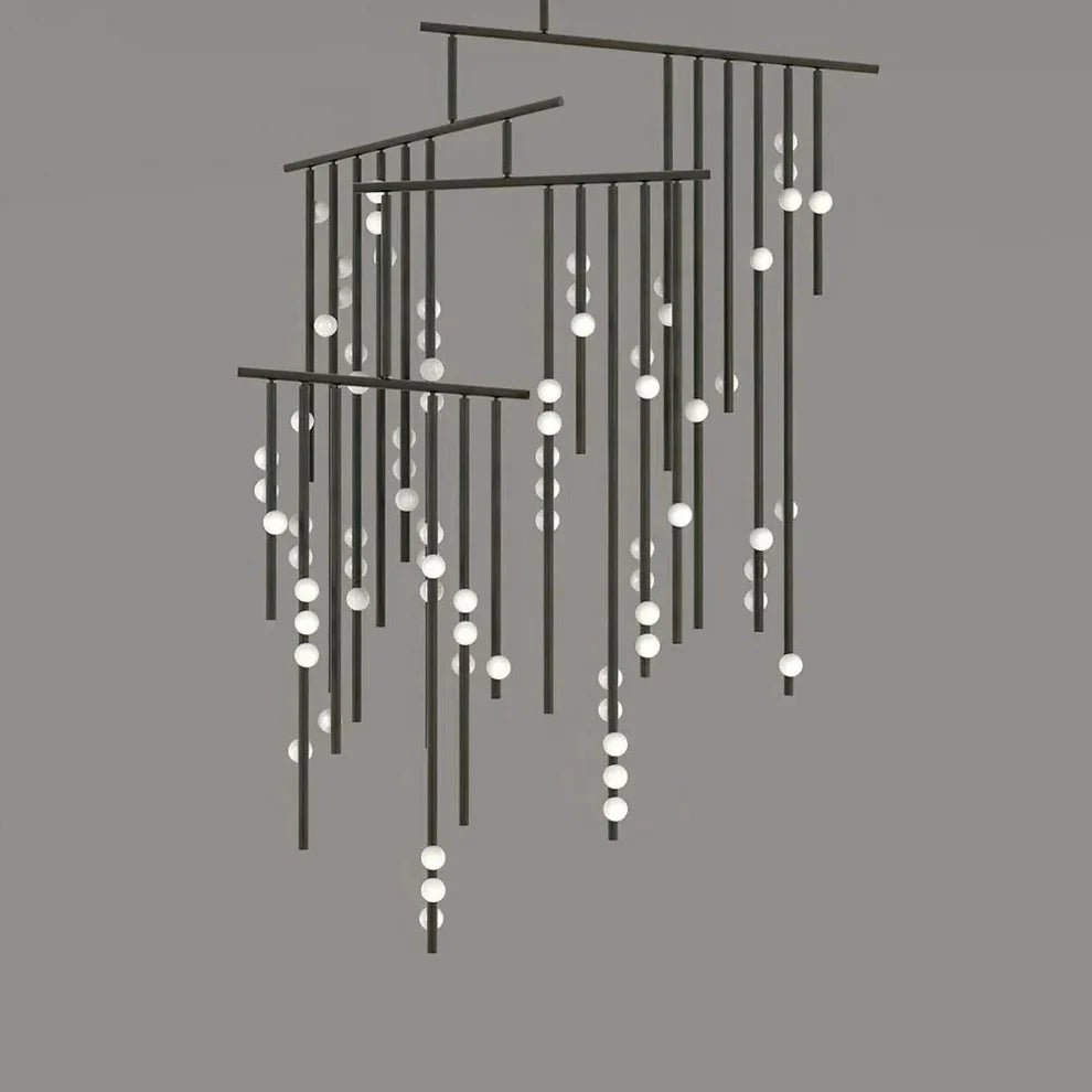 Brass Drop System Chandelier - 76 heads L 220cm x W 180cm x H 400cm / L 86.6" x W 70.9" x H 157.5"BlackBlushlighting