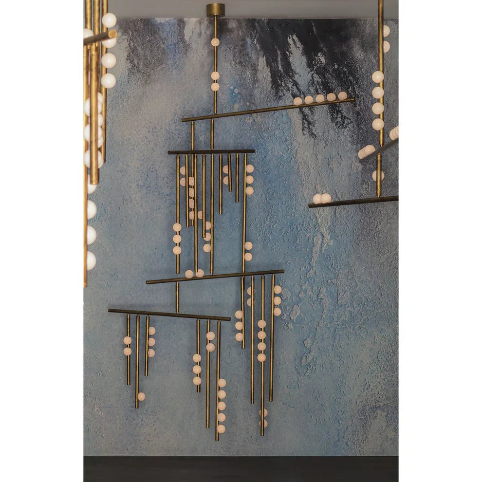 Brass Drop System Chandelier - 76 heads L 220cm x W 180cm x H 400cm / L 86.6" x W 70.9" x H 157.5"BlackBlushlighting