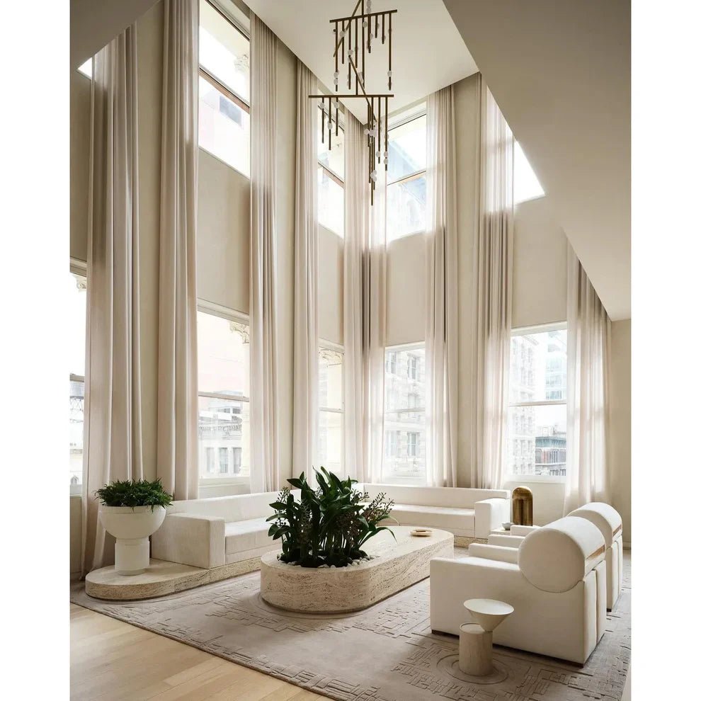 Brass Drop System Chandelier - 76 heads L 220cm x W 180cm x H 400cm / L 86.6" x W 70.9" x H 157.5"BlackBlushlighting