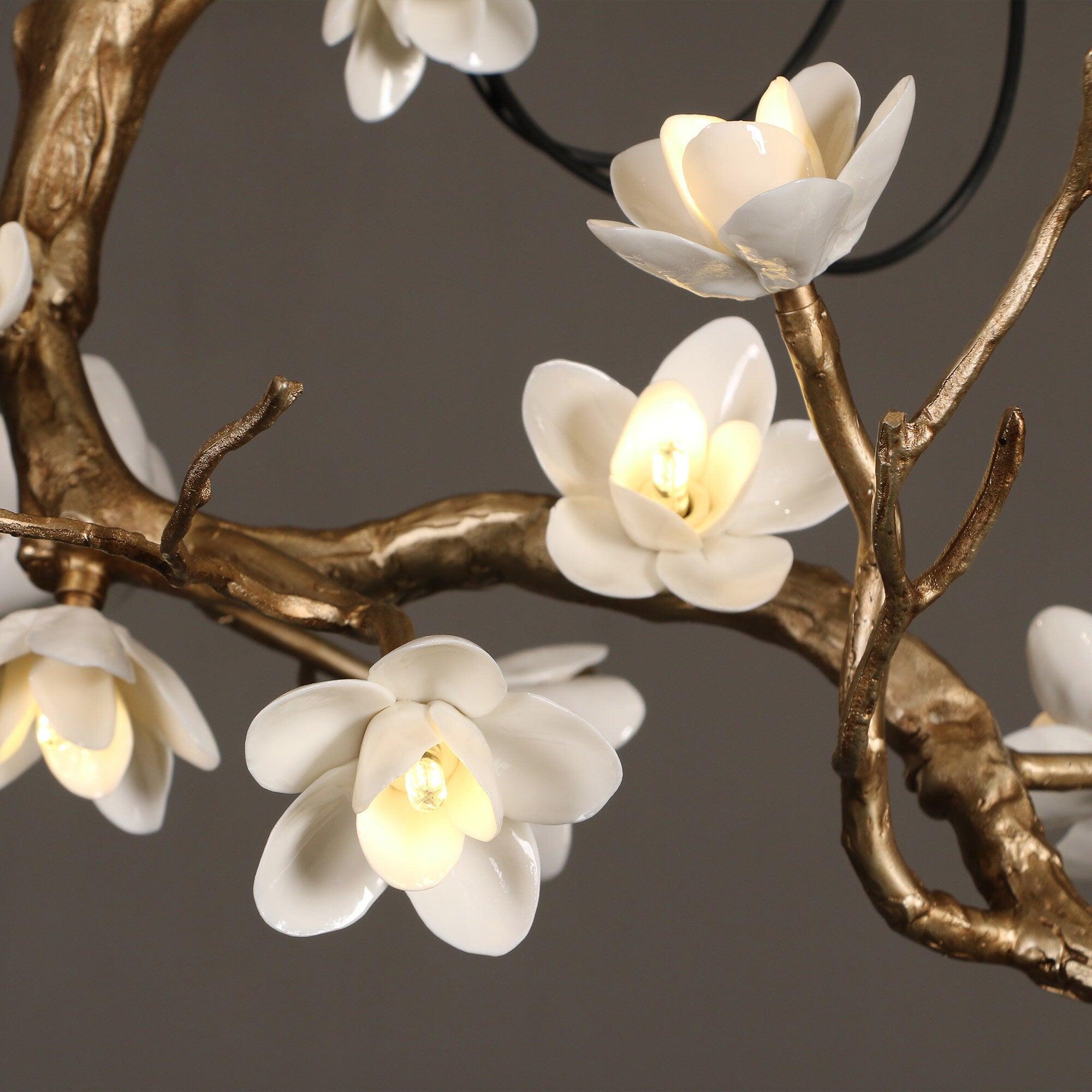 Brass Flower Branch Chandelier - L 31.5″ x W 19.7″ x H 25.6″ / L 80cm x W 50cm x H 65cmBrassBlushlighting