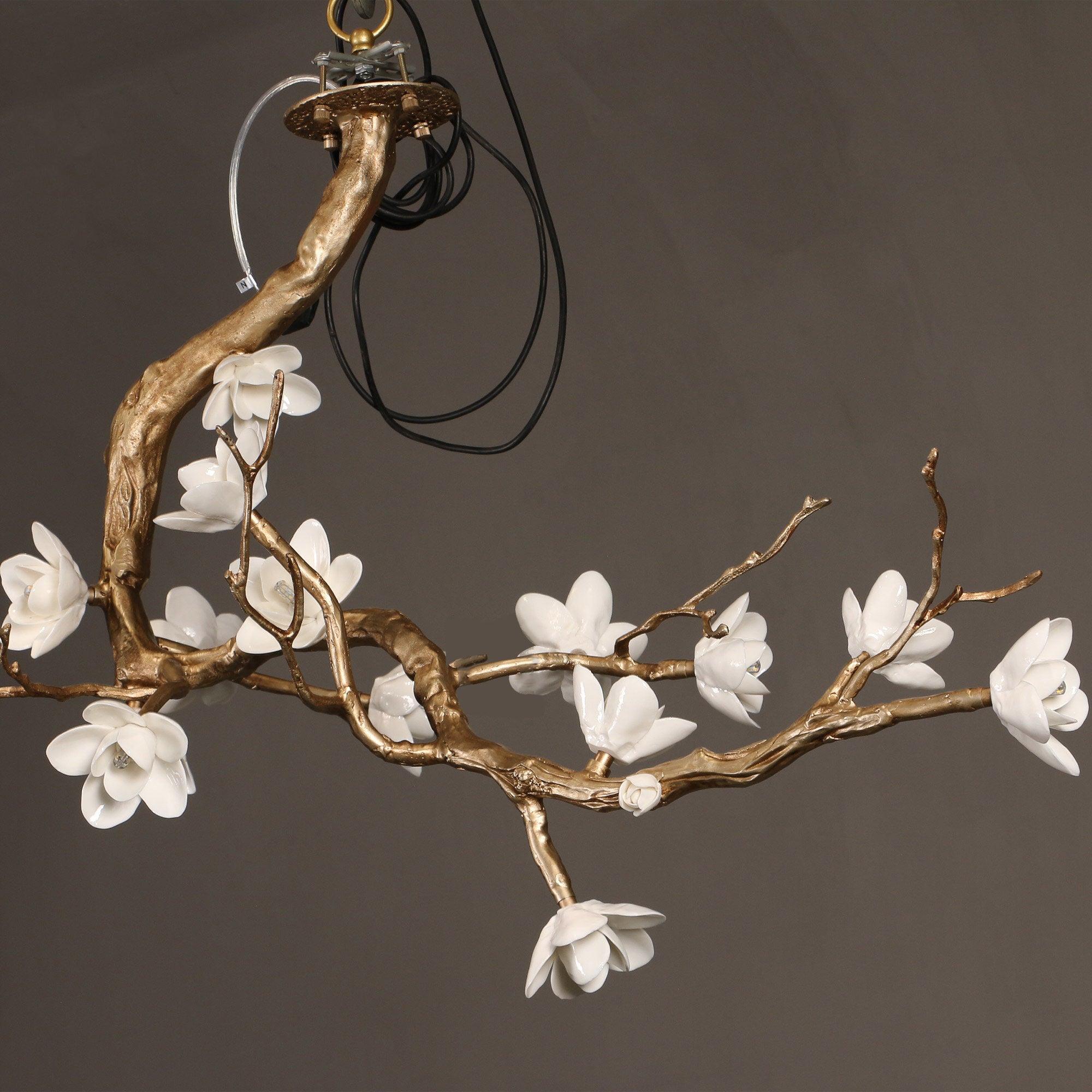 Brass Flower Branch Chandelier - L 31.5″ x W 19.7″ x H 25.6″ / L 80cm x W 50cm x H 65cmBrassBlushlighting
