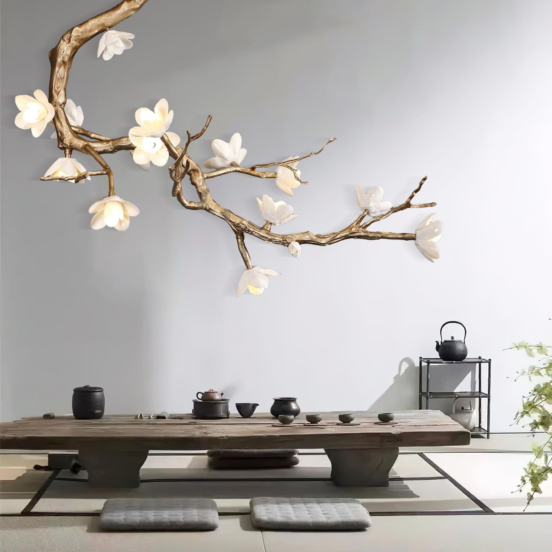 Brass Flower Branch Chandelier - L 31.5″ x W 19.7″ x H 25.6″ / L 80cm x W 50cm x H 65cmBrassBlushlighting