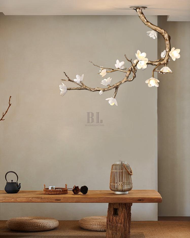 Brass Flower Branch Chandelier - L 31.5″ x W 19.7″ x H 25.6″ / L 80cm x W 50cm x H 65cmBrassBlushlighting