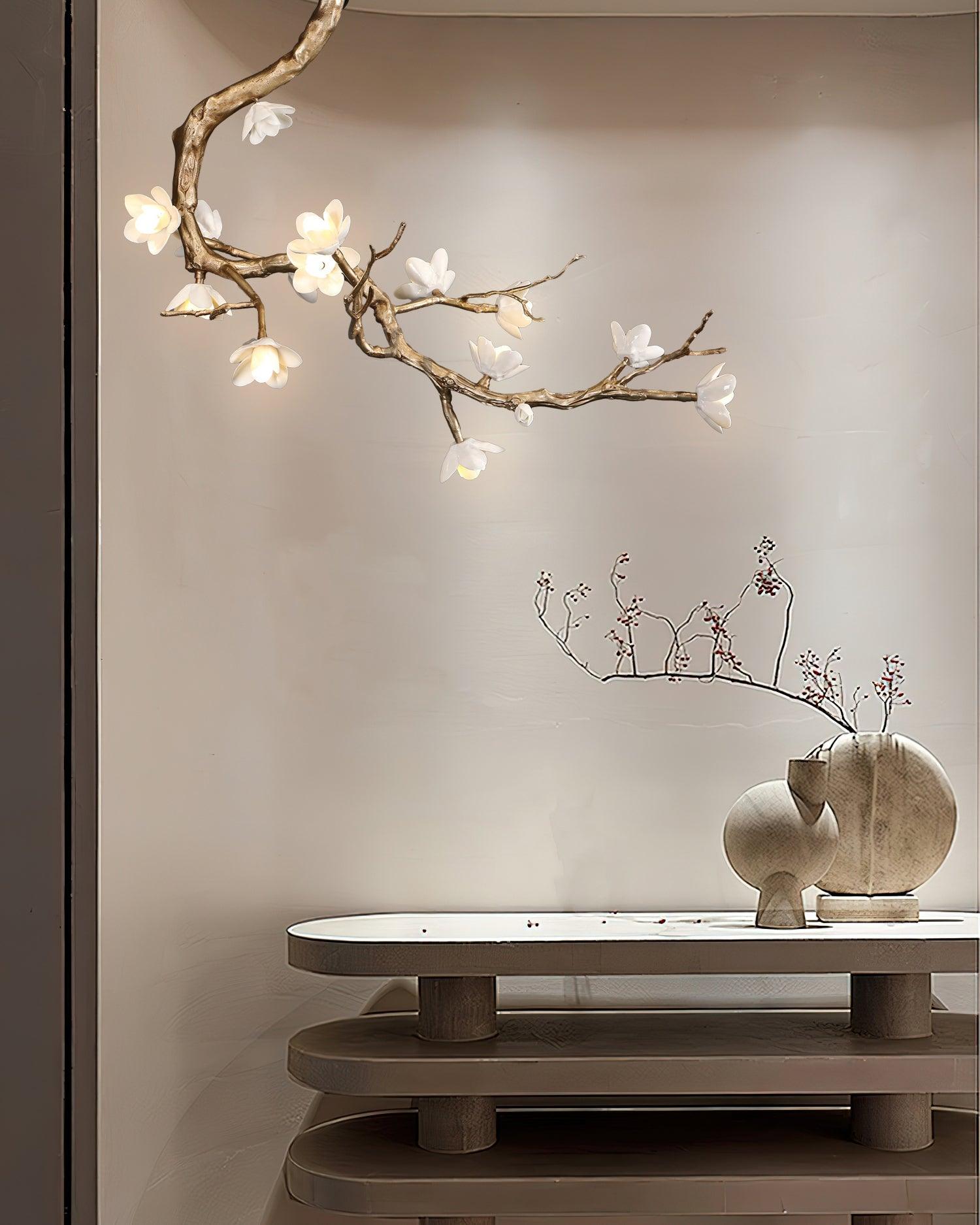 Brass Flower Branch Chandelier - L 31.5″ x W 19.7″ x H 25.6″ / L 80cm x W 50cm x H 65cmBrassBlushlighting