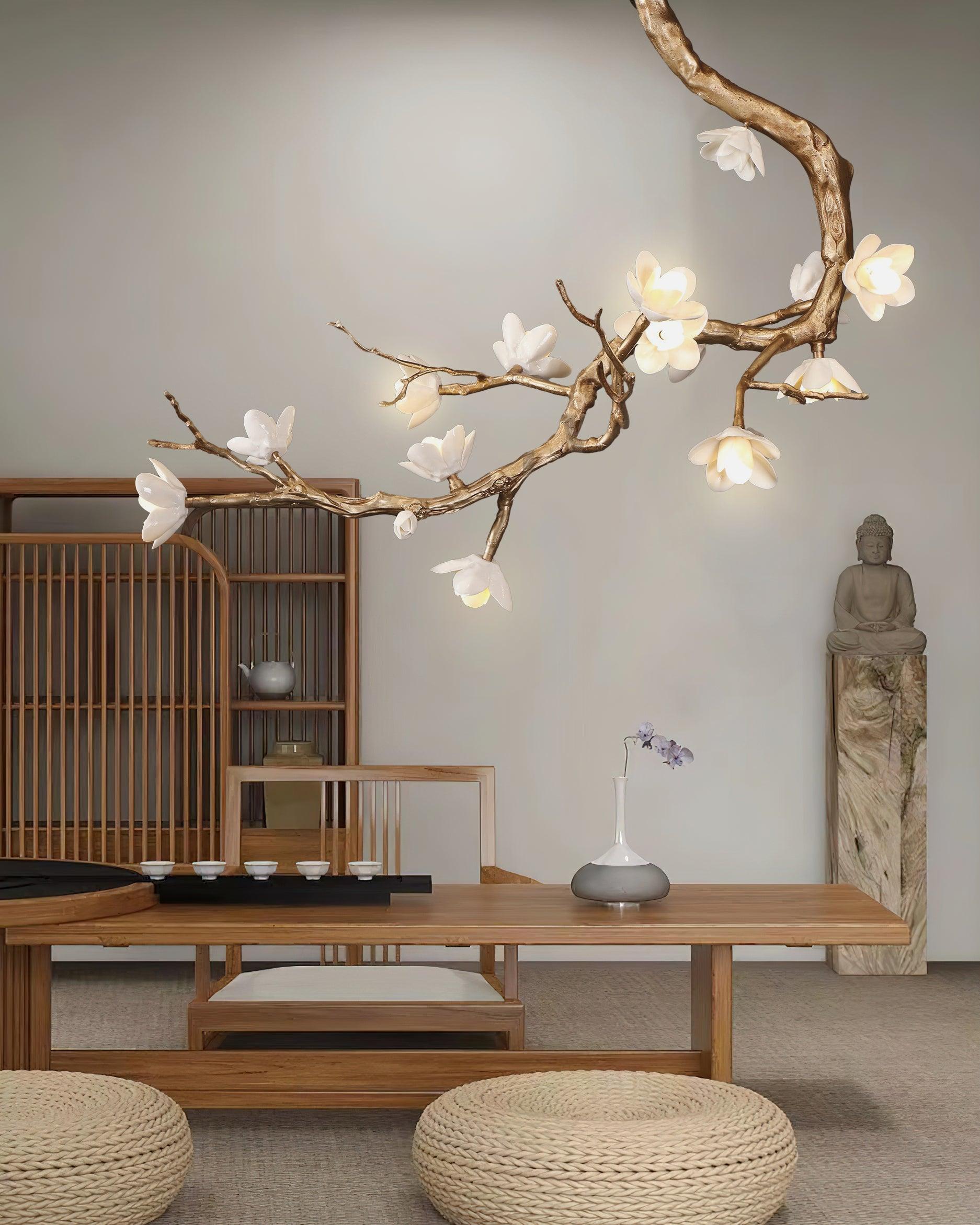 Brass Flower Branch Chandelier - L 31.5″ x W 19.7″ x H 25.6″ / L 80cm x W 50cm x H 65cmBrassBlushlighting