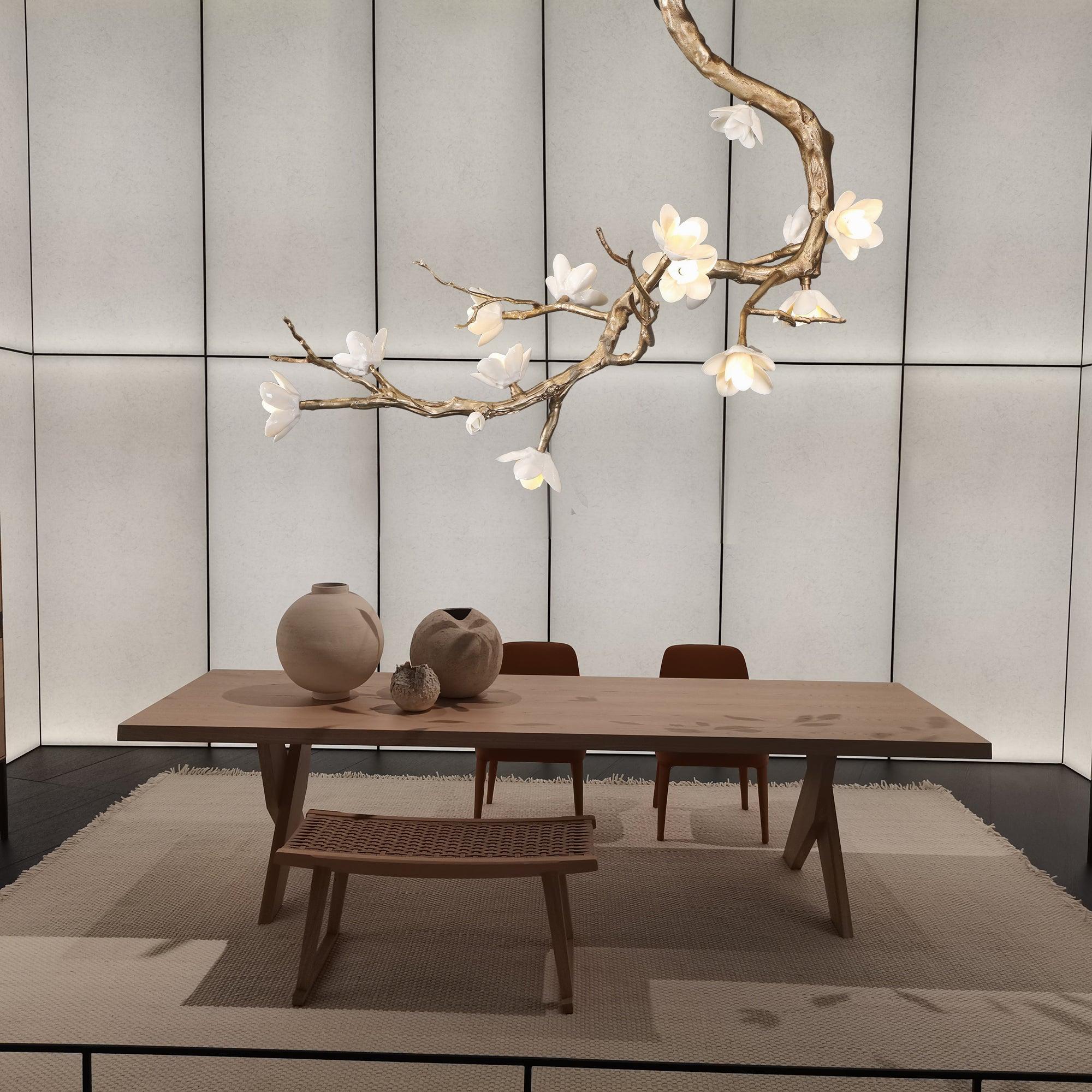 Brass Flower Branch Chandelier - L 31.5″ x W 19.7″ x H 25.6″ / L 80cm x W 50cm x H 65cmBrassBlushlighting