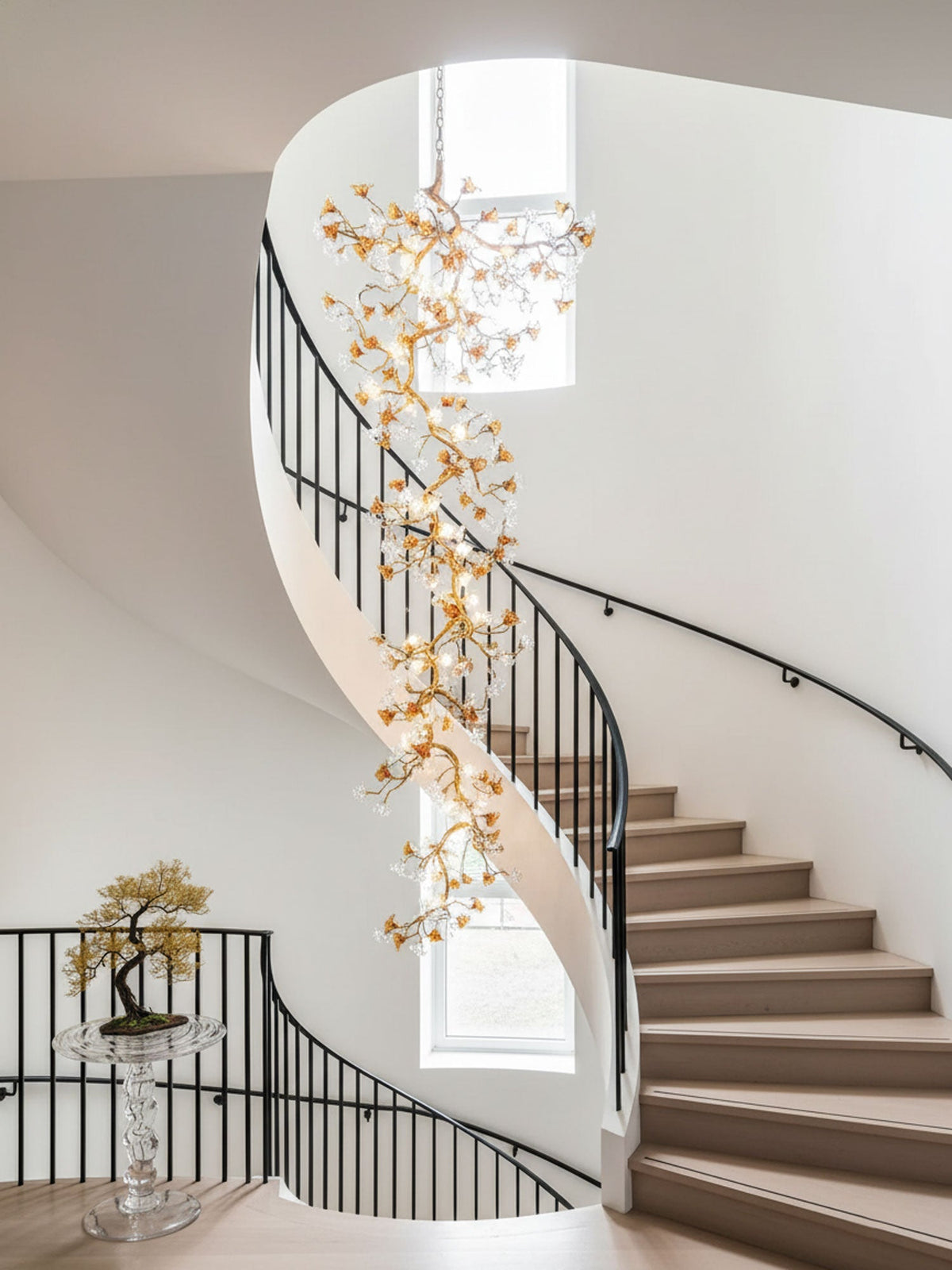 Brass Maple Branch Chandelier - ∅ 31.5″ x H 70.9″ / Dia 80cm x H 180cmBrass & Clear & YellowBlushlighting