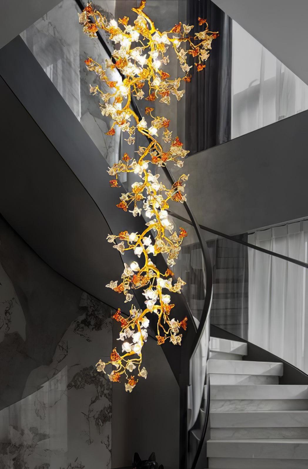 Brass Maple Branch Chandelier - ∅ 31.5″ x H 70.9″ / Dia 80cm x H 180cmBrass & Clear & YellowBlushlighting
