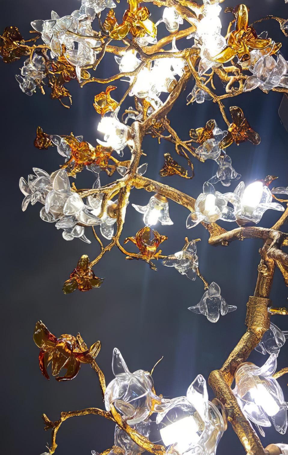Brass Maple Branch Chandelier - ∅ 31.5″ x H 70.9″ / Dia 80cm x H 180cmBrass & Clear & YellowBlushlighting