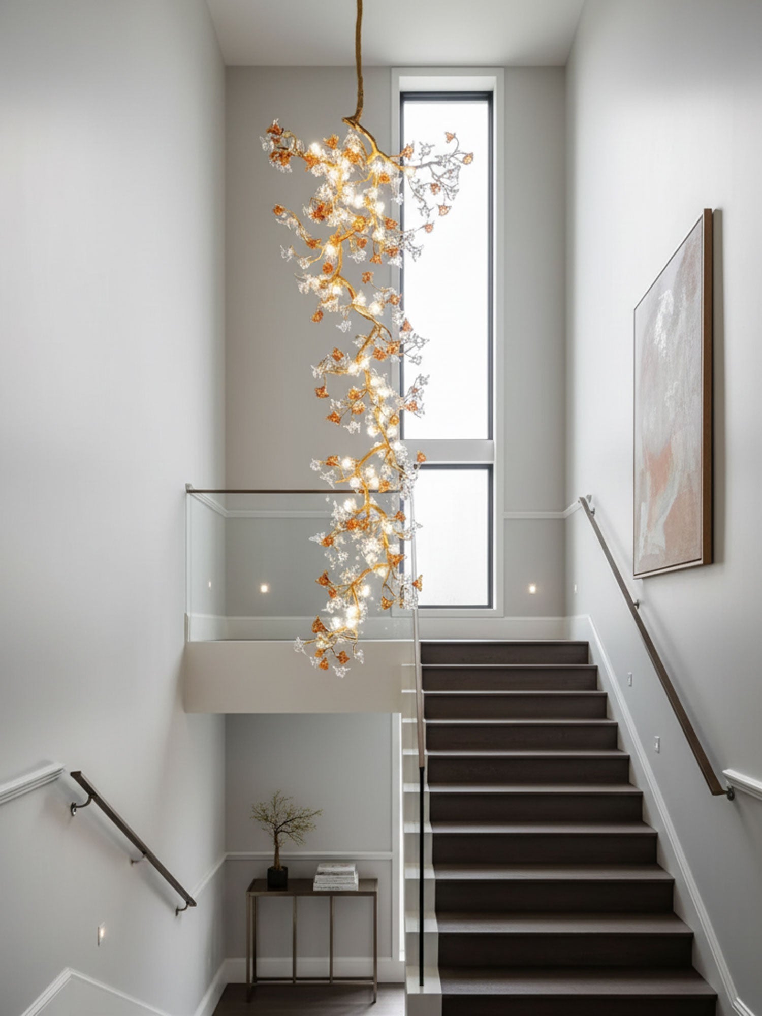Brass Maple Branch Chandelier - ∅ 31.5″ x H 70.9″ / Dia 80cm x H 180cmBrass & Clear & YellowBlushlighting