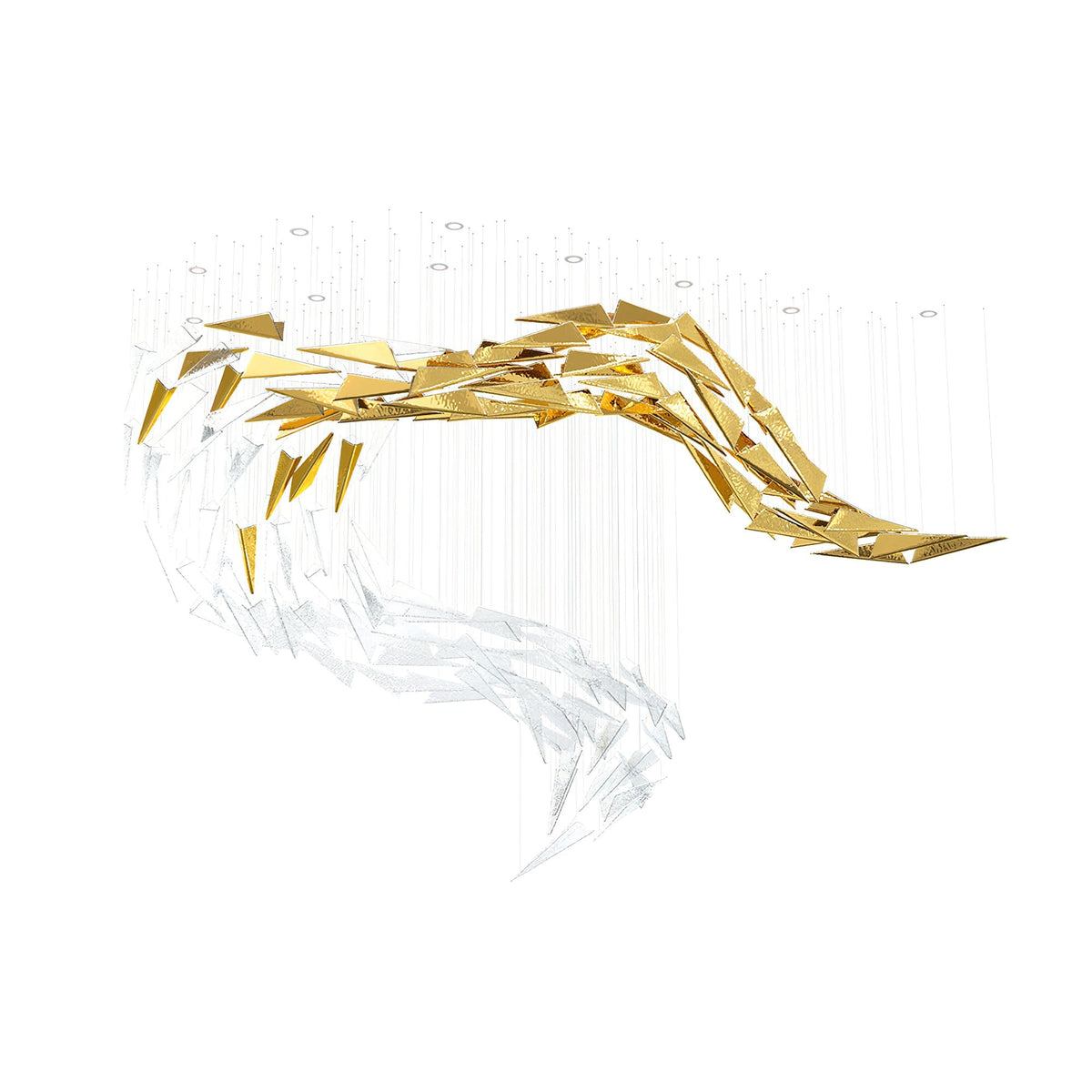 Breeze Chandelier - L 39.4″ x H 78.7″ / L 100cm x H 200cm（No Canopy）Gold & ClearWarm LightBlushlighting