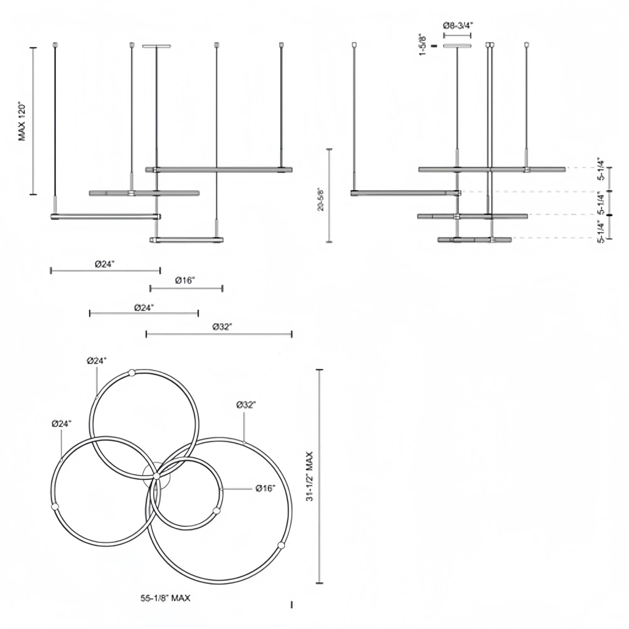 Bruni LED Chandelier Brushed Gold and Black - Blushlighting