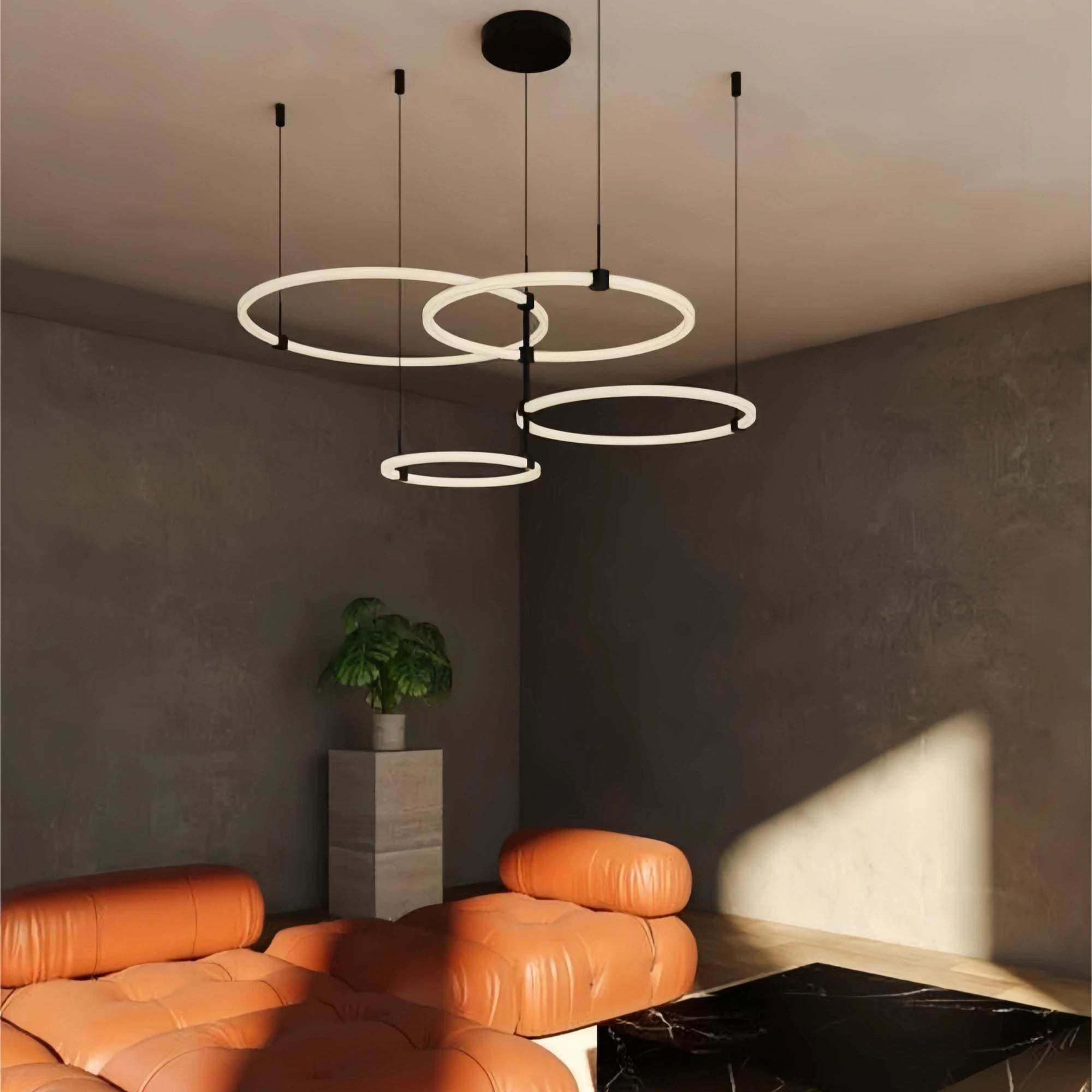Bruni LED Chandelier Brushed Gold and Black - Blushlighting