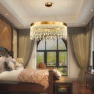 Brushed Gold Modern LED Crystal Light Fixtures-