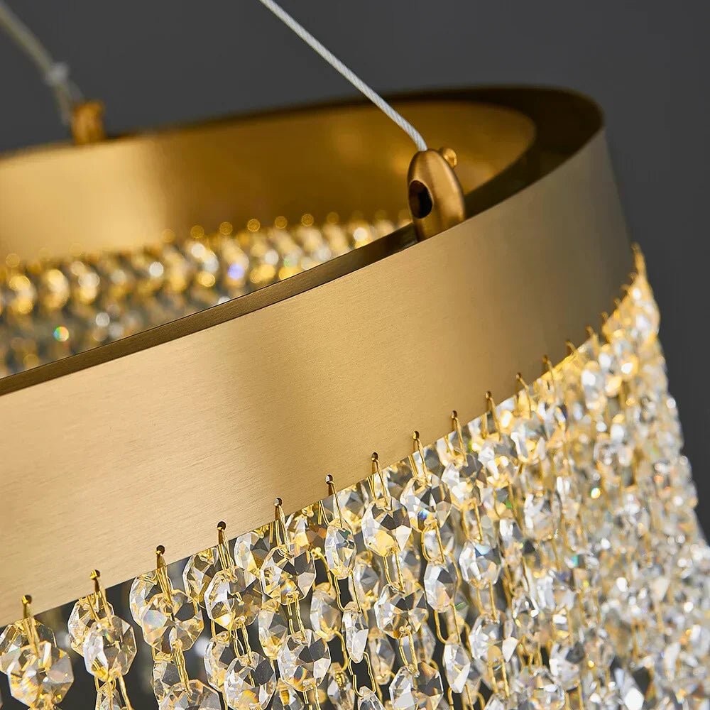 Brushed Gold Modern LED Crystal Light Fixtures - W15.7''×H9.8‘’Non Dimm Warm LightBlushlighting