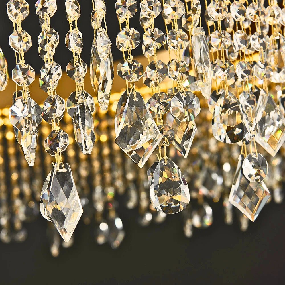 Brushed Gold Modern LED Crystal Light Fixtures - W15.7''×H9.8‘’Non Dimm Warm LightBlushlighting