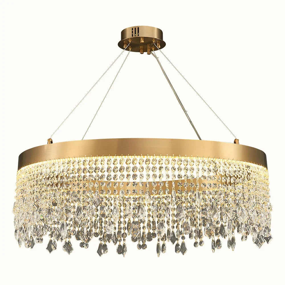 Brushed Gold Modern LED Crystal Light Fixtures-