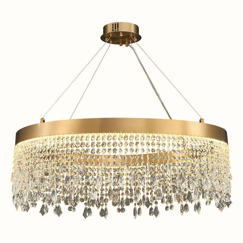 Brushed Gold Modern LED Crystal Light Fixtures - W15.7''×H9.8‘’Non Dimm Warm LightBlushlighting