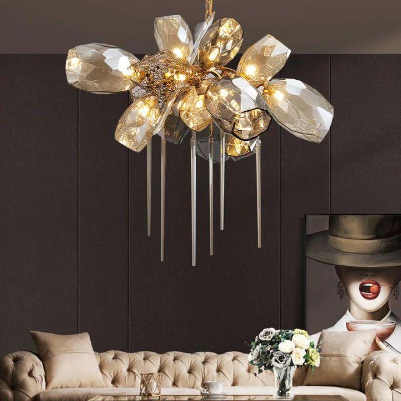 Bryce Contemporary Glass Chandelier-chandeliers for dining room,chandeliers for stairways,chandeliers for foyer,chandeliers for bedrooms,chandeliers for kitchen,chandeliers for living room-31.5"D-Blushlighting