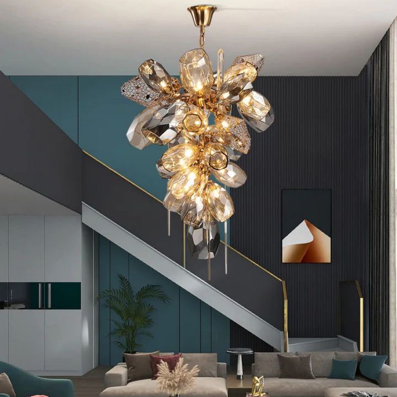 Bryce Contemporary Glass Chandelier-chandeliers for dining room,chandeliers for stairways,chandeliers for foyer,chandeliers for bedrooms,chandeliers for kitchen,chandeliers for living room-53.1"H-Blushlighting