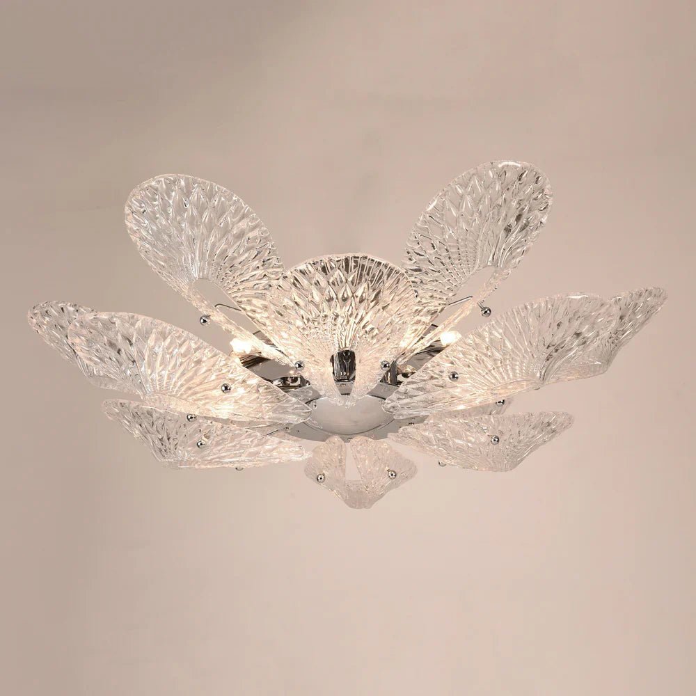 BU Bella Murano Glass Flower Chandelier - 1 - Tier: 33"W x 12"HClearBlushlighting